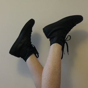 Black Leather High Top Converse
